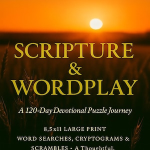 120-Day Devotional Puzzle Book: Bible Word Search, Scripture Puzzles, Cryptograms & More!