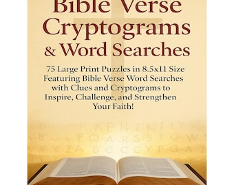 Bible Verse Puzzle Book – 75 Large Print Cryptograms & Word Searches