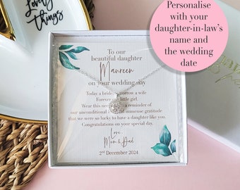 Sterling Silver Daughter Wedding Gift | Cubic Zirconia Necklace, Personalized Poem