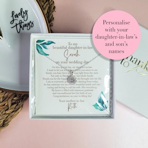 Personalised wedding gift for daughter-in-law from mother-in-law | Sterling silver jewellery gift | Wedding keepsake