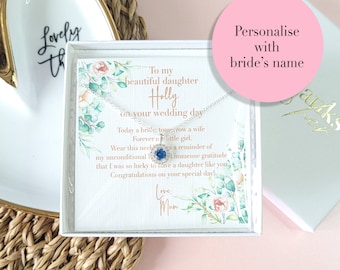 Wedding Gift for Daughter | Personalised Keepsake Wedding Gift for the Bride | Sterling Silver Jewellery Gift for the Bride from Mum