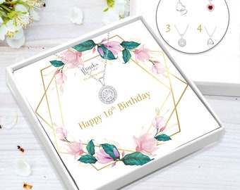 Sterling Silver 16th Birthday Necklace | Cubic Zirconia Pendant