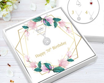 70th Birthday Gift | Sterling Silver Cubic Zirconia Necklace