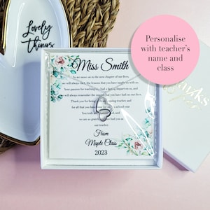 Thank you teacher gift | End of term gift from entire class | Luxury jewellery gift for a teacher | Unique poem keepsake gift for a teacher