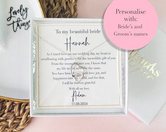 Wedding gift for bride from the groom | Future wife jewellery gift | Personalised unique poem | Sterling silver necklace | Wife to be gift
