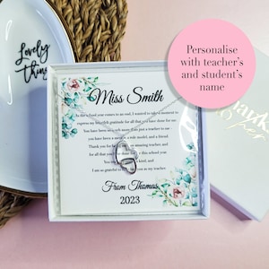 Thank you teacher gift | End of term gift from a student| Luxury jewellery gift for a teacher | Unique poem keepsake gift for a teacher