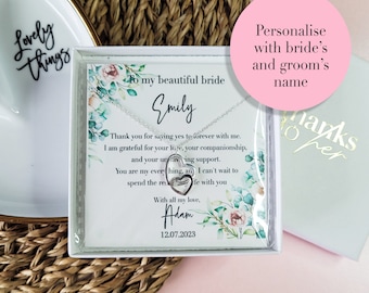Wedding gift for bride from the groom | Future wife jewellery gift | Personalised unique poem | Sterling silver necklace | Wife to be gift