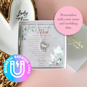 Mutter der Braut oder des Bräutigams Hochzeitsgeschenk mit personalisierter Andenken-magnetischer Rückseitenkarte | Geschenk von Braut oder Bräutigam mit bedeutungsvollem Gedicht