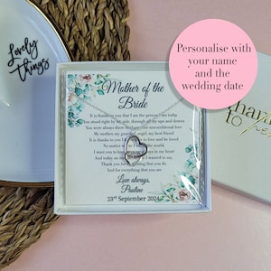 Mother of the bride wedding gift | Sentimental jewellery gift | Wedding keepsake necklace | Personalised gift from daughter on wedding day