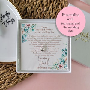 Mother of the Bride Wedding Gift | Mother of the groom jewellery gift | Choose from 6 designs and personalise the text | Personalised gift