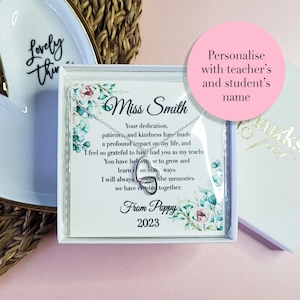 Thank you teacher gift | End of term gift from a student| Luxury jewellery gift for a teacher | Unique poem keepsake gift for a teacher