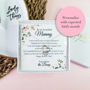 Mother&#39;s Day gift for mum to be | Expecting mum jewellery gift | Personalised unique keepsake poem gift for expecting mother