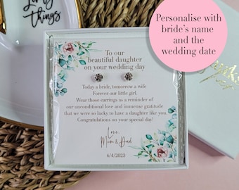 Personalized Sterling Silver Wedding Earrings | Gift for Daughter
