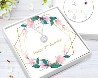 50th Birthday Gift | Sterling Silver Cubic Zirconia Necklace