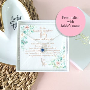 Etwas Blaues Geschenk für Tochter am Hochzeitstag | Personalisierte Schmuck Geschenk für Braut | Hochzeitsandenken für die Braut