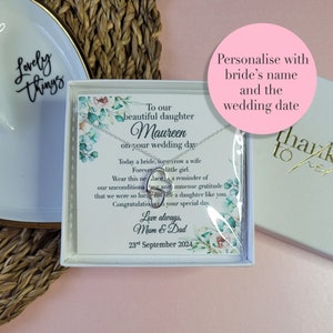 Bride from parents wedding gift | Sentimental jewellery gift | Wedding keepsake necklace | Personalised gift for daughter on wedding day