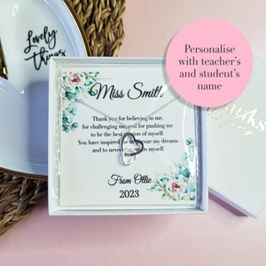 Thank you teacher gift | End of term gift from a student| Luxury jewellery gift for a teacher | Unique poem keepsake gift for a teacher