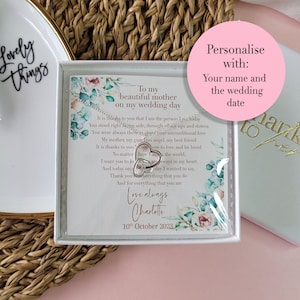 Mother of the Bride Wedding Gift | Mother of the groom jewellery gift | Choose from 6 designs and personalise the text | Personalised gift