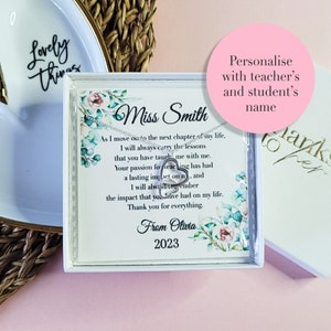 Thank you teacher gift | End of term gift from a student| Luxury jewellery gift for a teacher | Unique poem keepsake gift for a teacher