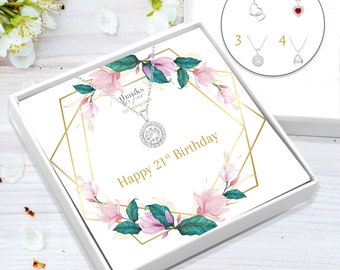 Sterling Silver 21st Birthday Necklace | Cubic Zirconia Pendant