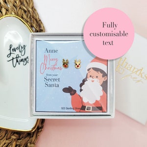 Secret Santa Personalised Christmas Gift for Work Colleague | Cute Secret Santa Gifts for Women | Festive Earrings | Rudolph the Reindeer