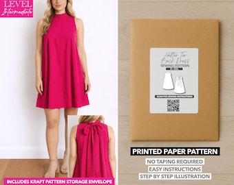 Mini robe dos nu nouée - Patron de couture imprimé - Patron en papier (XS-XXXL)