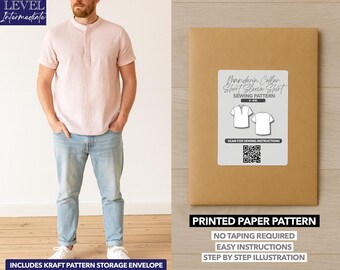 Schnittmuster für Herren Stehkragen Kurzarm T-shirt - Schnittmuster (S–XXL)