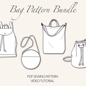 Bag Sewing Pattern Bundle PDF Pattern For Bags Backpack Sewing Pattern Tote Bag Pattern Bucket Bag Sewing Pattern Purse Pattern PDF Cute Bag