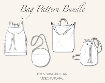 Bag Sewing Pattern Bundle PDF Pattern For Bags Backpack Sewing Pattern Tote Bag Pattern Bucket Bag Sewing Pattern Purse Pattern PDF Cute Bag