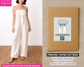 Patrón de costura estampado para mono tubo de pierna ancha – Patrón de papel (XS–XXXL)