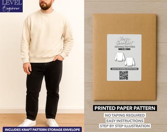 Herren Klassisches Sweatshirt Gedruckt Schnittmuster - Papiermuster (S-XXL)