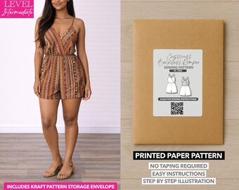 Patrón de costura estampado para mono camisón sin espalda con tirantes cruzados – Patrón de papel (XS–XXXL)