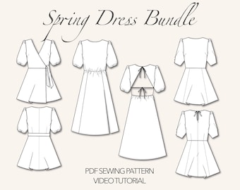 Spring dress pattern bundle I 10 sizes UK 4-22/US 0-18 I women sewing patterns I PDF dress patterns I cute dress sewing | instant download
