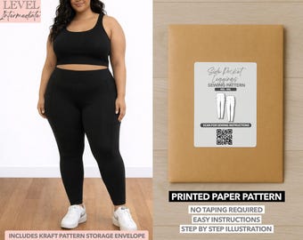 Plus Size Side Pocket Leggings Printed Sewing Pattern – Paper Pattern (0XL–4XL)