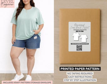 Plus Size Women Oversized Rundhals-T-Shirt mit Schnittmuster - Papiermuster (0XL–4XL)