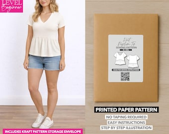 Knit Peplum Top Printed Sewing Pattern – Paper Pattern (XS–XXXL)