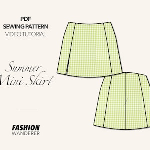 Summer Mini Skirt Sewing Pattern Slit Skirt Pattern Easy Skirt Pattern For Women Skirt PDF Pattern