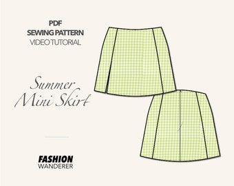 Summer Mini Skirt Sewing Pattern Slit Skirt Pattern Easy Skirt Pattern For Women Skirt PDF Pattern