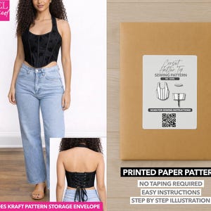 Mönster för tryckt sömnad med korsetthalter – Pappersmönster (XS–XXXL)