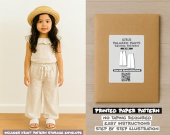 Girls Palazzo Pants Printed Sewing Pattern – Paper Pattern (1Y–8Y)