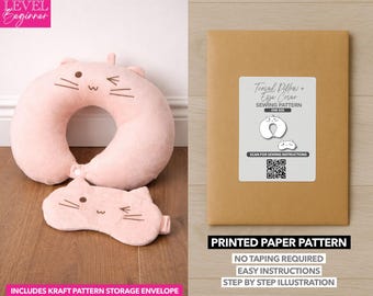 Travel Pillow Eye Cover Printed Sewing Pattern – Paper Pattern (ONE SIZE)