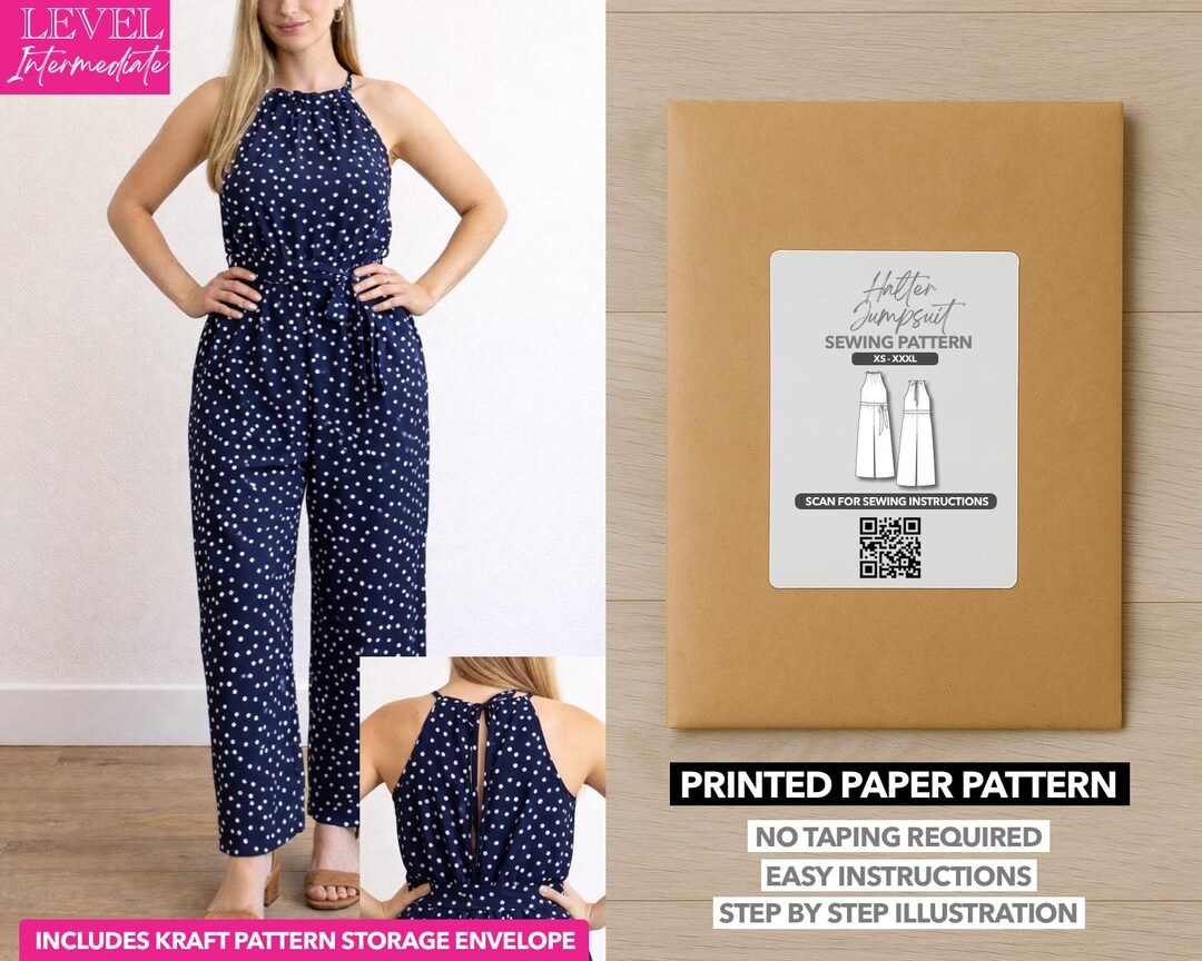 Halter Jumpsuit Printed Sewing Pattern – Paper Pattern (XS–XXXL) - Etsy