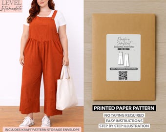 Plus Size Women Jumpsuit Printed Sewing Pattern – Paper Pattern (0XL–4XL)