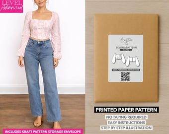 Bustier Square Neck Long Sleeve Top Printed Sewing Pattern – Paper Pattern (XS–XXXL)