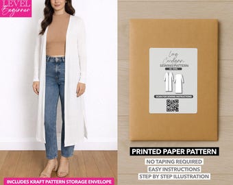Molde de costura para casaco comprido estampado – Molde em papel (XS–XXXL)
