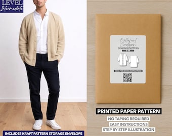 Herren Cardigan mit Knopfleiste, bedruckt, Schnittmuster - Papiermuster (S - XXL)