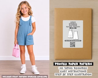 Naaipatroon romper meisjes overall met print – papieren patroon (1–8 jaar)