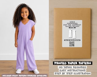 Naaipatroon voor een oversized gebreide jumpsuit met print voor meisjes (4-12 jaar) – Papieren patroon
