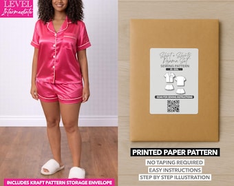 Ensemble pyjama chemise à col et short Patron de couture imprimé - Patron en papier (XS-XXXL)