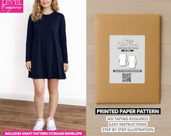 Cartamodello per abito a t-shirt a maniche lunghe con stampa (taglie dalla XS alla XXXL)